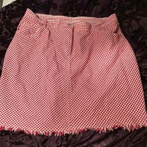 Red and white mid length skirt